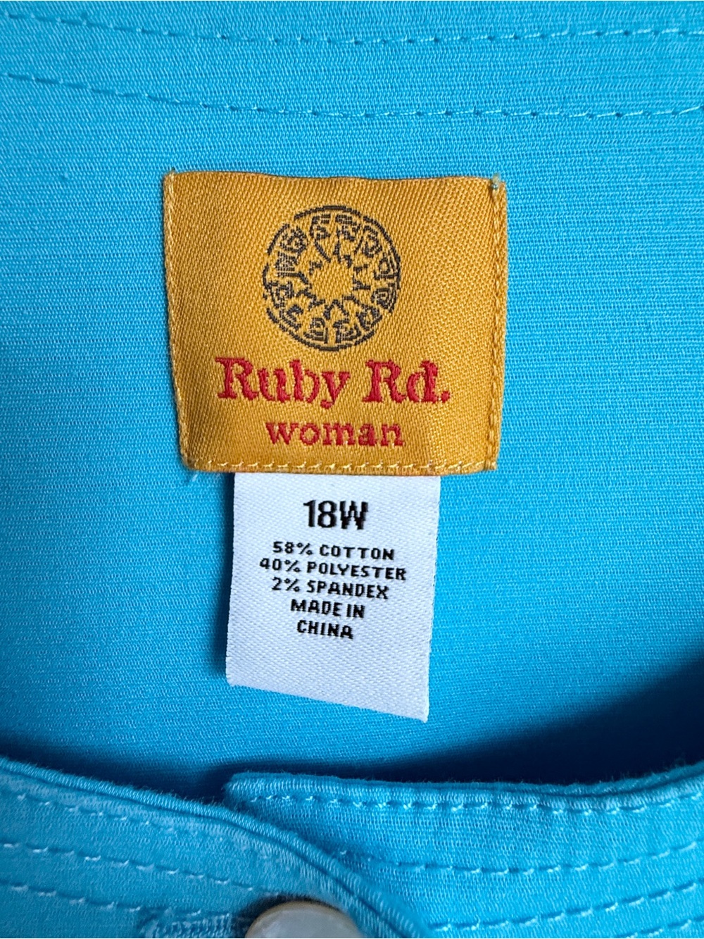 Ruby Rd. 18W Turquoise Button-Front Jean Jacket - Picture 11 of 13